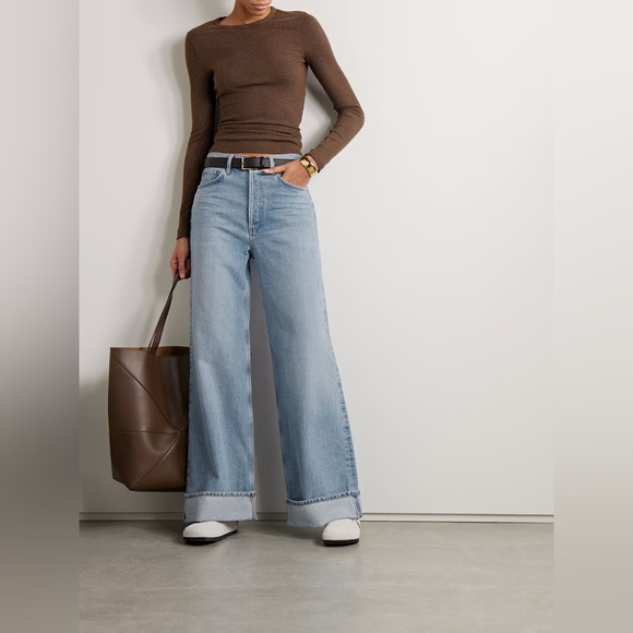 NWT! AGOLDE Dame High Rise Wide Leg Jeans Showdown Cuffed Women’s Size 26 ☮️ - Picture 2 of 8